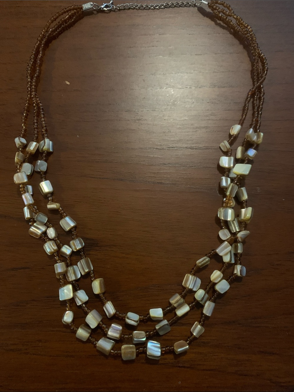 Vintage Multi-Strand Mother of Pearl & Beaded Necklace